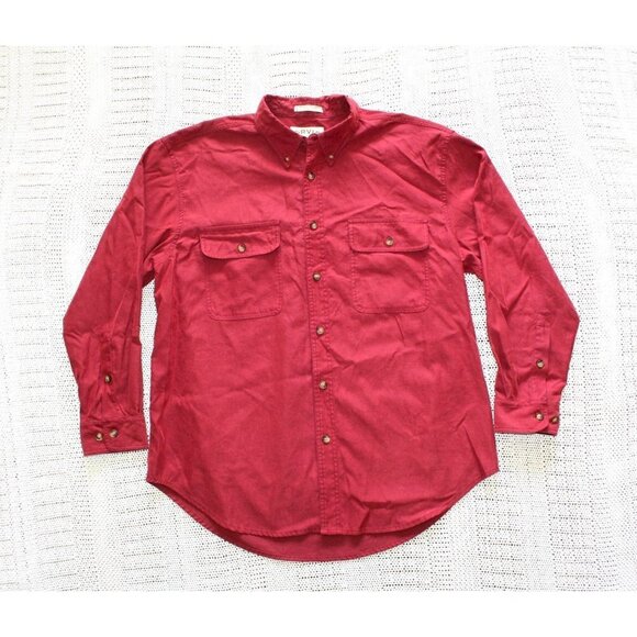 ORVIS Red Solid men Shirt Button down Size XL Long Sleeve outdoor Pockets - Picture 1 of 7